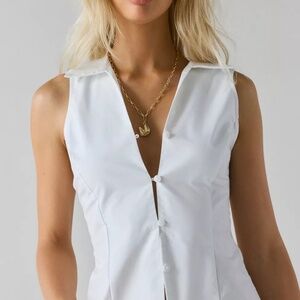 UO Party Girl Cotton-Blend Button Down Halter Shirt